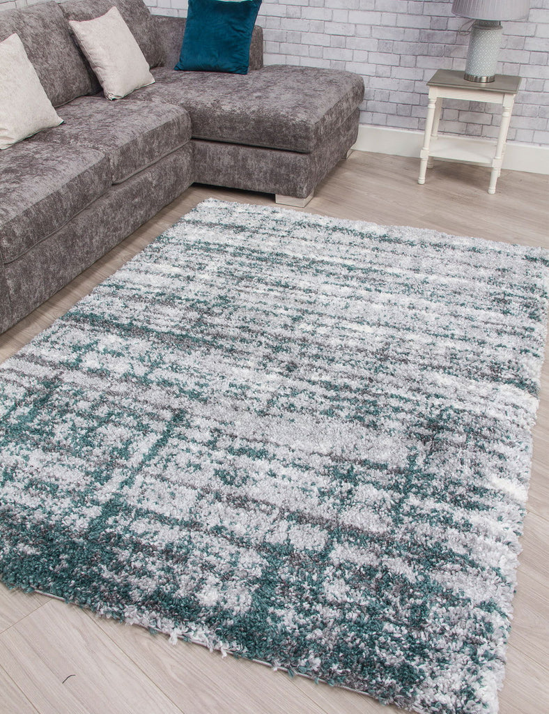 Fantasy Shimmer Green Shaggy Rug - MacCarthys