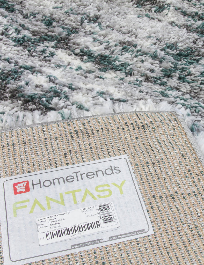 Fantasy Shimmer Green Shaggy Rug - MacCarthys