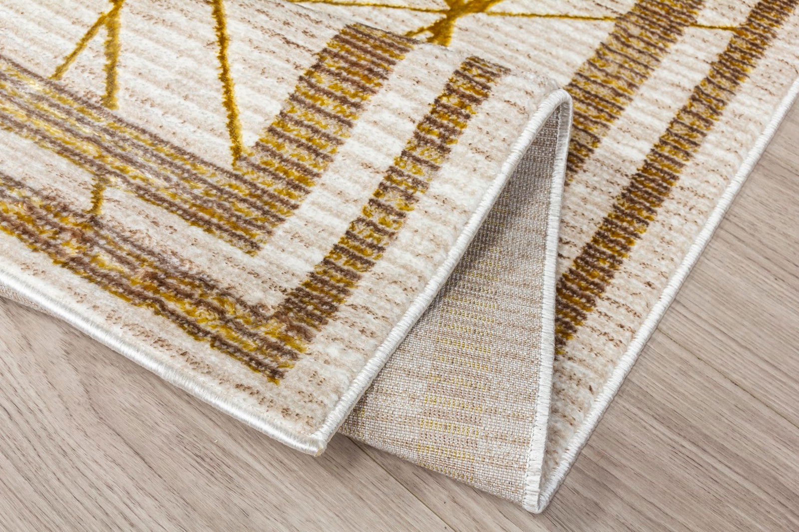 Abstract Pattern Rug Uk Cream Ochre/Cream Color Rug | Shade of Yellow & White | Glitz Art Deco ...