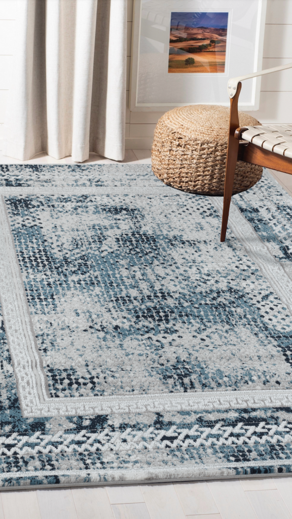 Berika Dark Blue/Grey Rug - MacCarthys