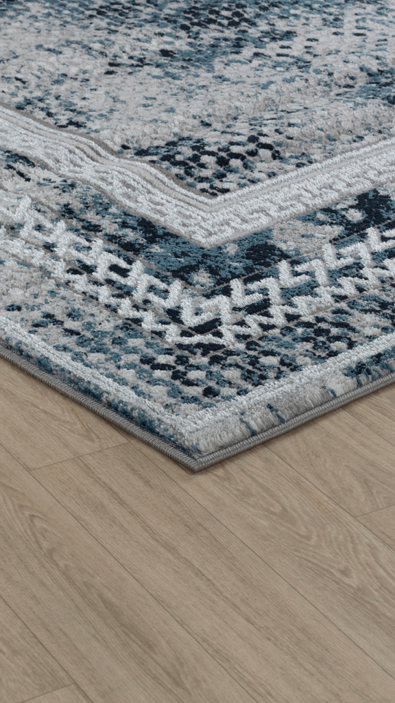 Berika Dark Blue/Grey Rug - MacCarthys