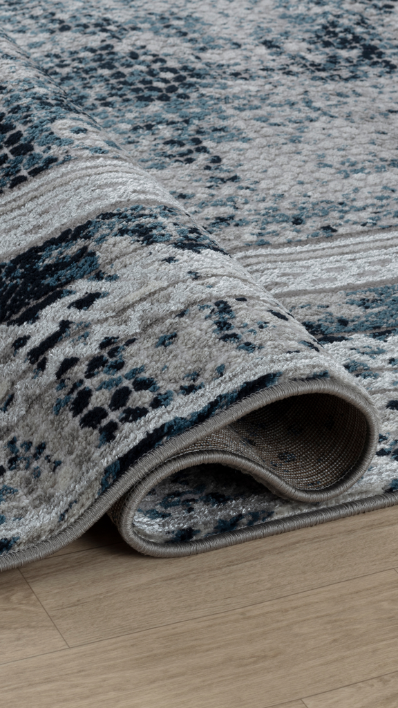 Berika Dark Blue/Grey Rug - MacCarthys