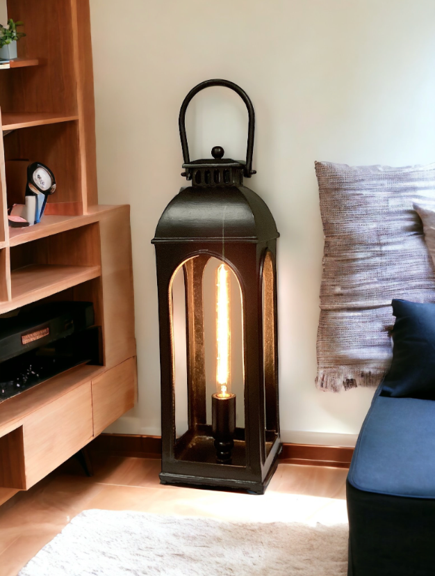 Handmade Cast Aluminium Lantern Lamp in Black Finish - MacCarthys