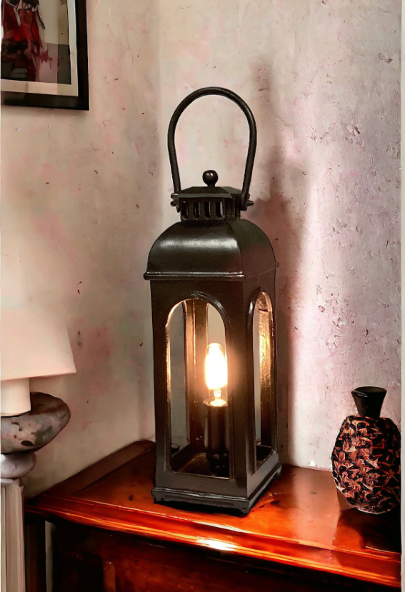 Handmade Cast Aluminium Lantern Lamp in Black Finish - MacCarthys