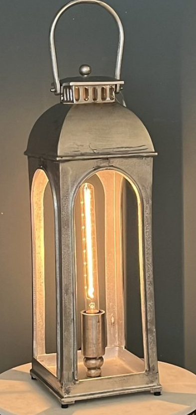 Handmade Cast Aluminium Lantern Lamp in Brushed Silver Finish - MacCarthys