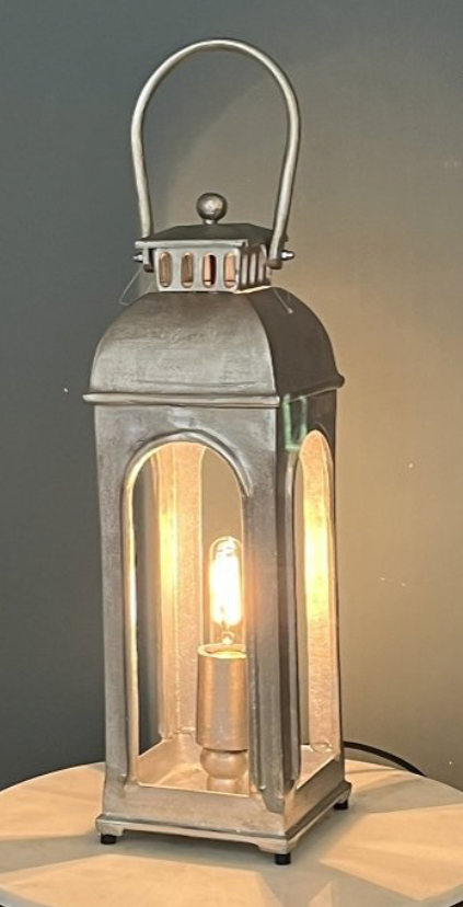 Handmade Cast Aluminium Lantern Lamp in Brushed Silver Finish - MacCarthys