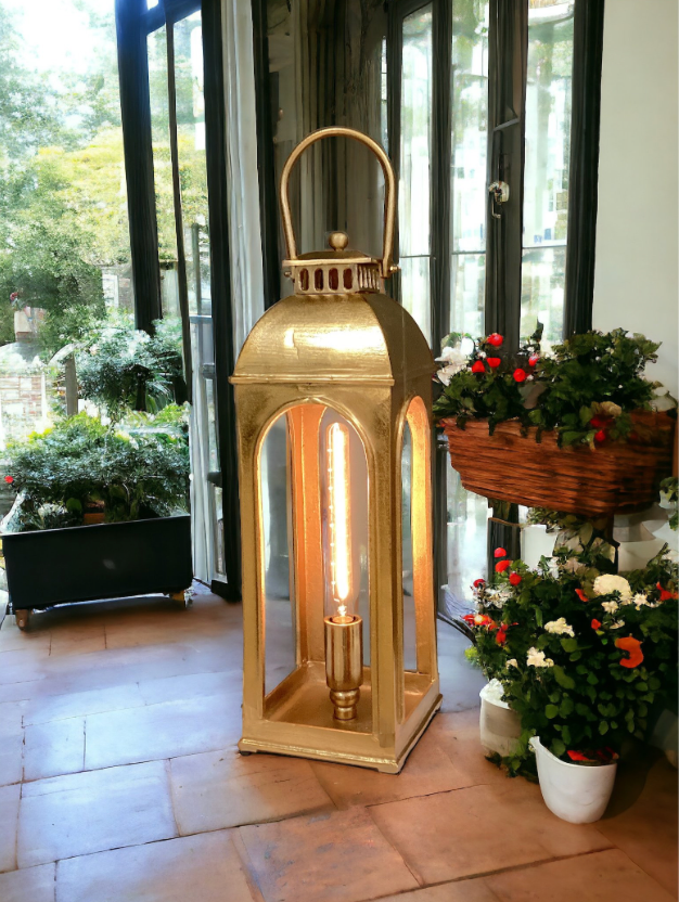 Handmade Cast Aluminium Lantern Lamp in Gold Finish - MacCarthys