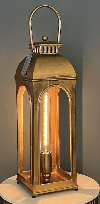 Handmade Cast Aluminium Lantern Lamp in Gold Finish - MacCarthys