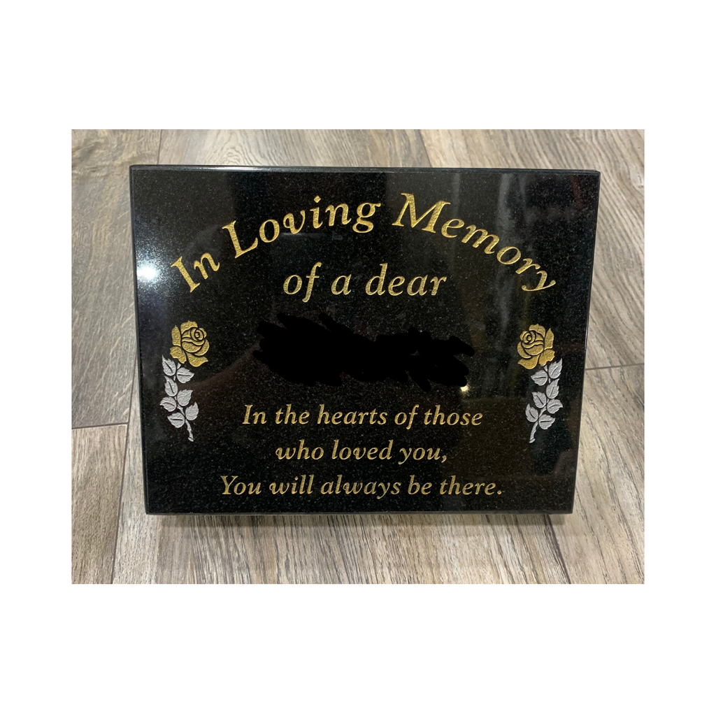 "In The Hearts Of Those Who Loved You" - Granite Grave Plaque - MacCarthys