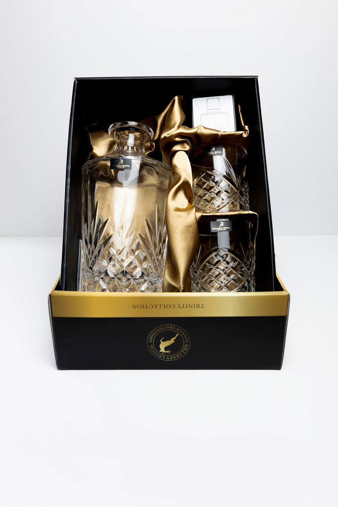 Killarney Crystal Trinity Round Decanter Glass Gift Set - MacCarthys