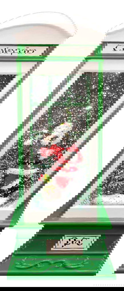 LED Cream & Green Telephone Box with Santa - MacCarthys