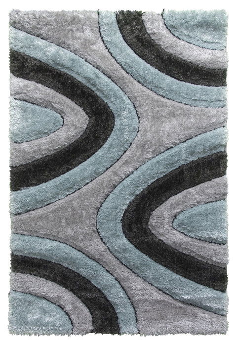 Luxus Ripple 3D Shaggy Rug - Duck Egg - MacCarthys