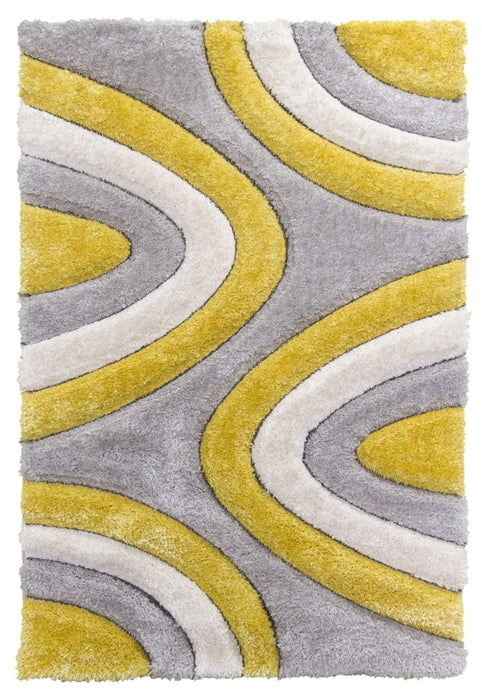 Luxus Ripple 3D Shaggy Rug - Ochre - MacCarthys