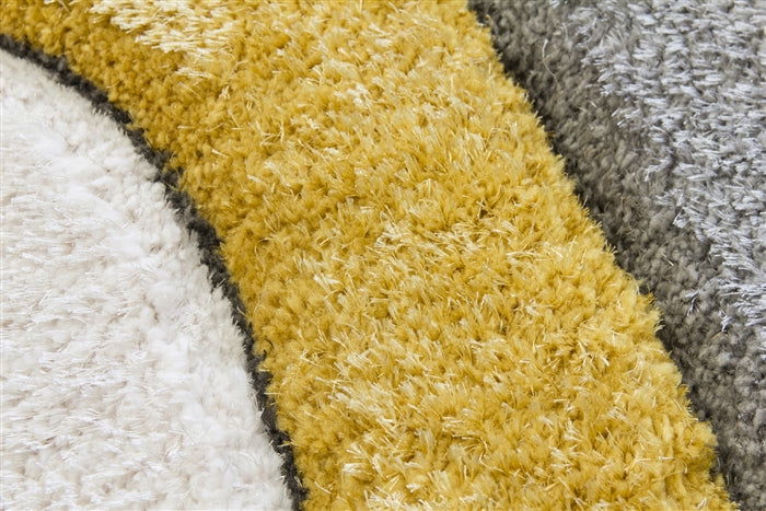 Luxus Ripple 3D Shaggy Rug - Ochre - MacCarthys
