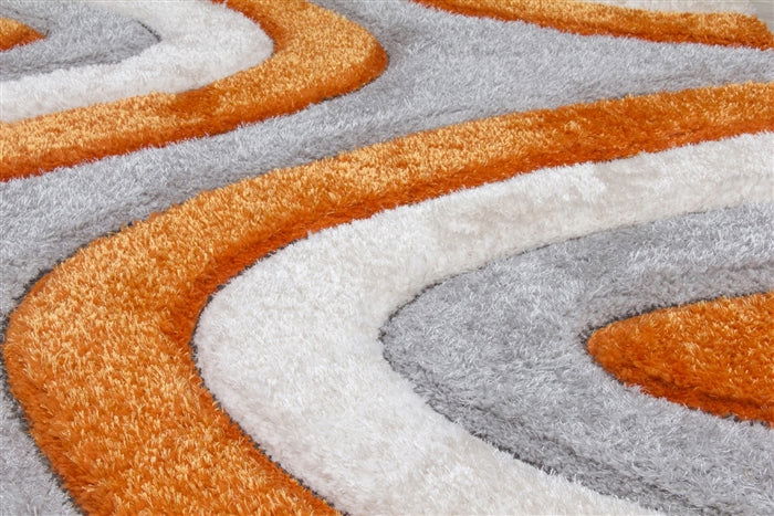 Luxus Ripple Shaggy Rug - Orange - MacCarthys