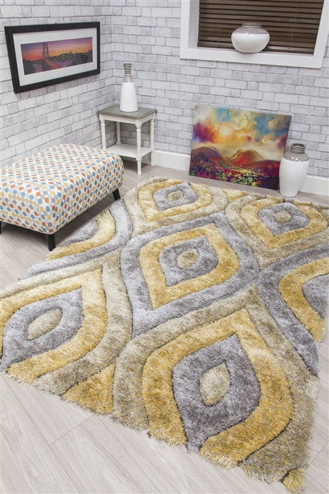 Luxus Teardrop Shaggy Rug - Ochre - MacCarthys