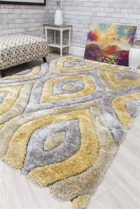 Luxus Teardrop Shaggy Rug - Ochre - MacCarthys