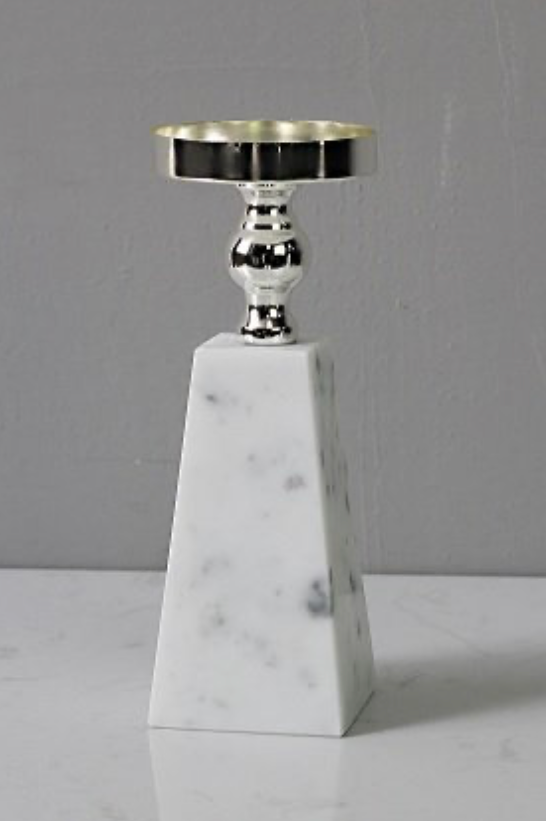 Marble and Silver Candle Holder - MacCarthys