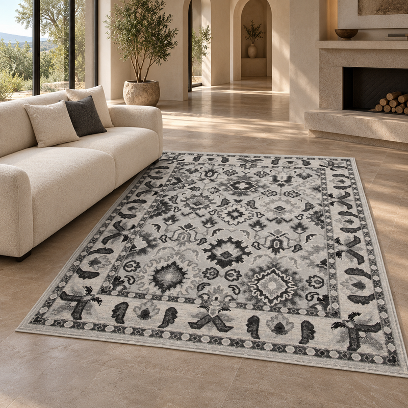 Balletto Silver Grey & Deep Charcoal Modern Contemporary Rug