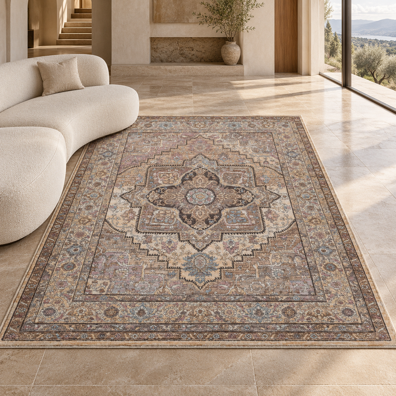 Prestige Alia Deep Charcoal & Muted Taupe Classic Vintage Rug