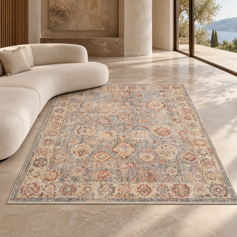 Prestige Alia Antique Ivory & Dusty Blue Bohemian Vintage Rug