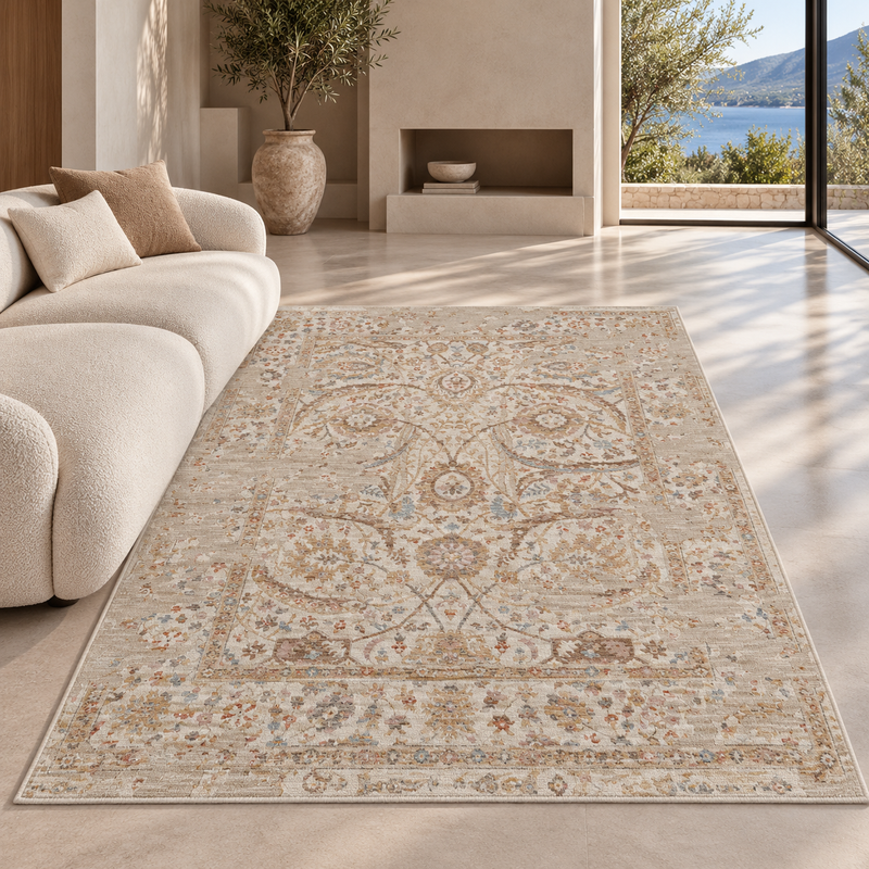 Prestige Parisa Alia Oatmeal Beige & Soft Gold Oriental Vintage Rug