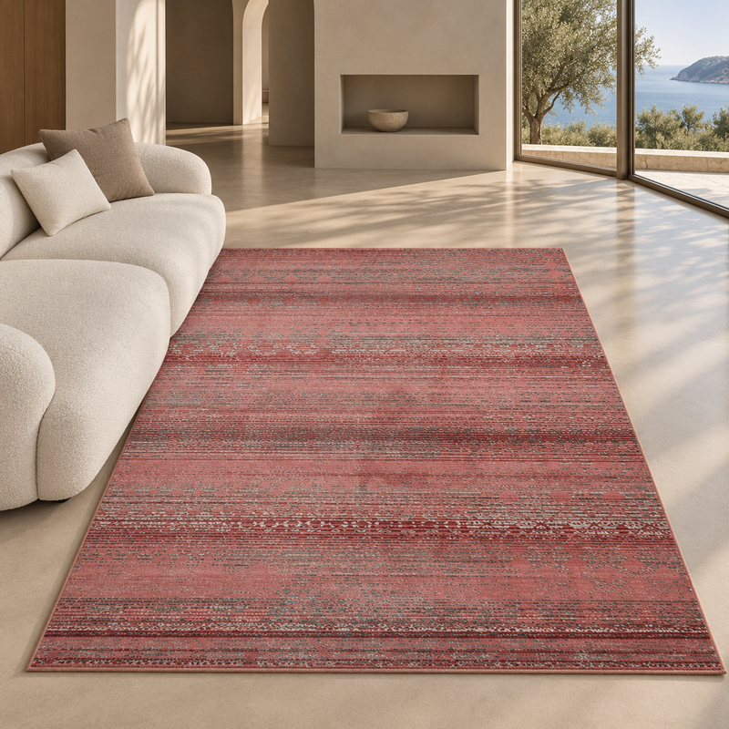 Urco Nuevo Owen Muted Terracotta Red Modern Bohemian Rug