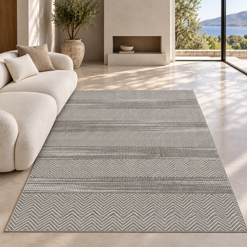 Urco Petra Jerash Grey & White Minimal Luxury Contemporary Rug