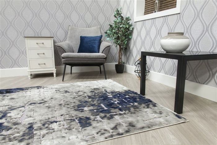 Bellini Mirage Light Grey/Navy Rug - MacCarthys