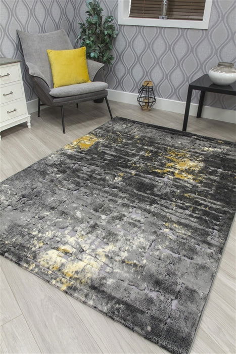 Bellini Mirage Dark Grey/Ochre Rug - MacCarthys