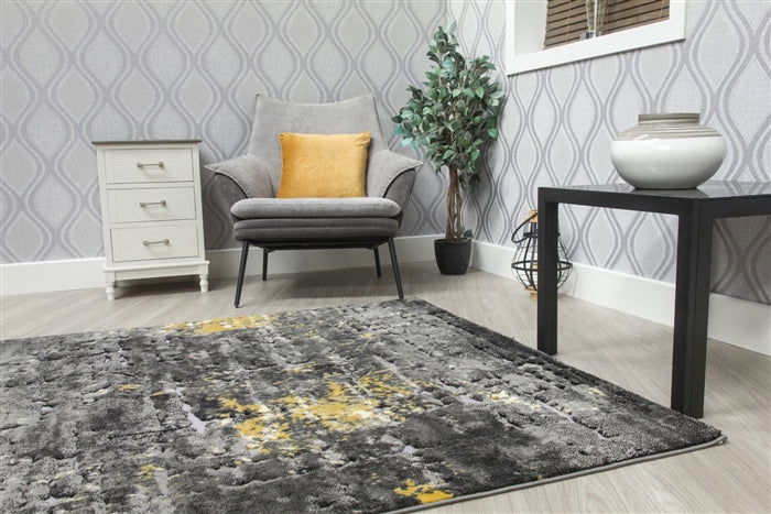 Bellini Mirage Dark Grey/Ochre Rug - MacCarthys