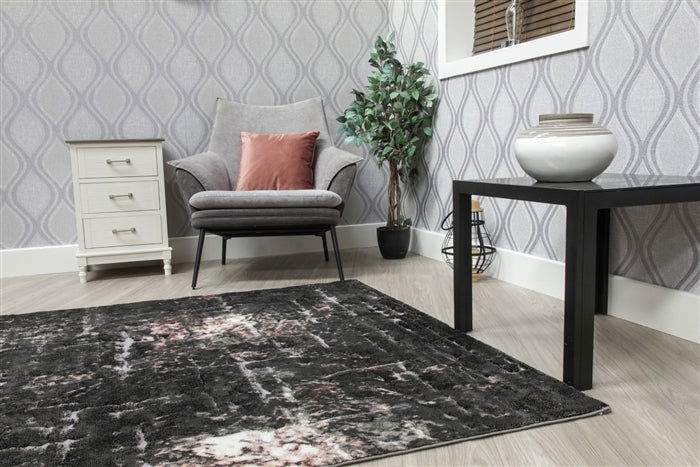 Bellini Mirage Dark Grey/Pink Rug - MacCarthys