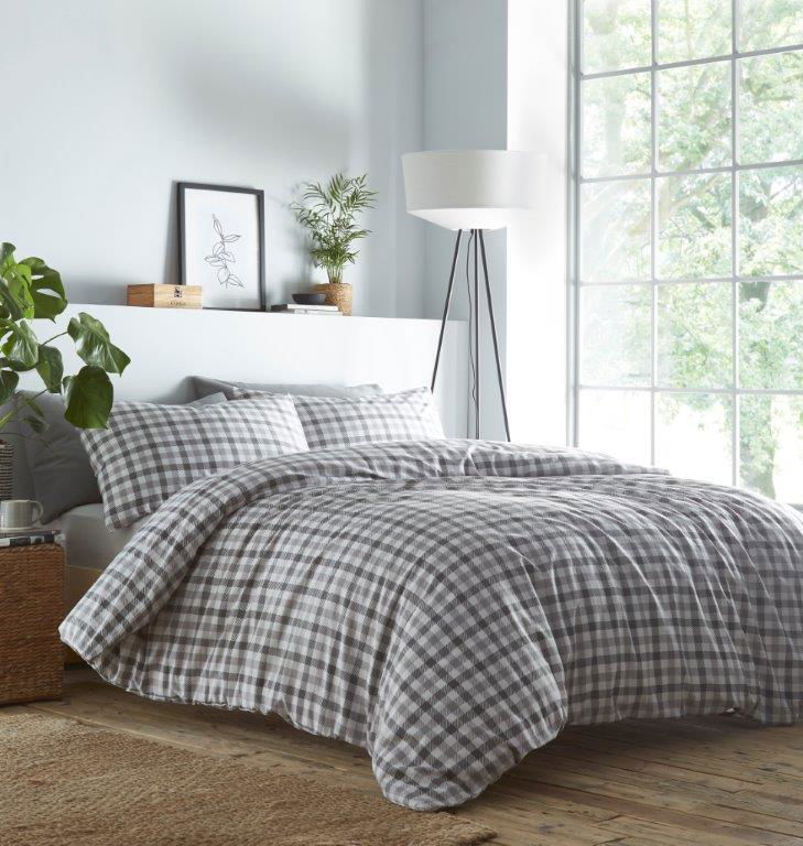 Portfolio Gingham Grey Duvet Set - MacCarthys