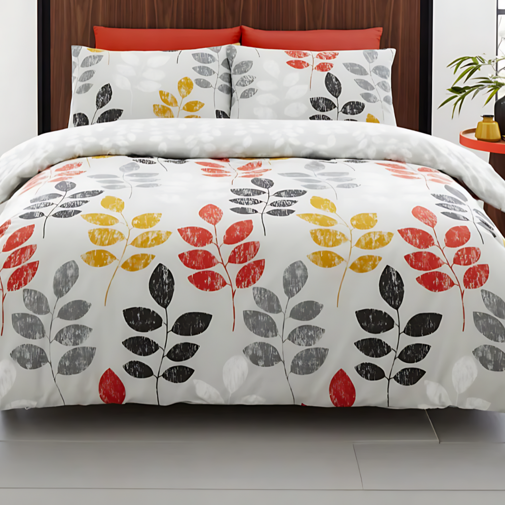 Portfolio Living Avani Leaf Grey Duvet Set - MacCarthys