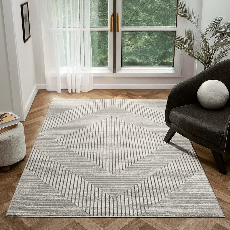 Urco Petra Rano Grey & White Minimal Luxury Contemporary Rug