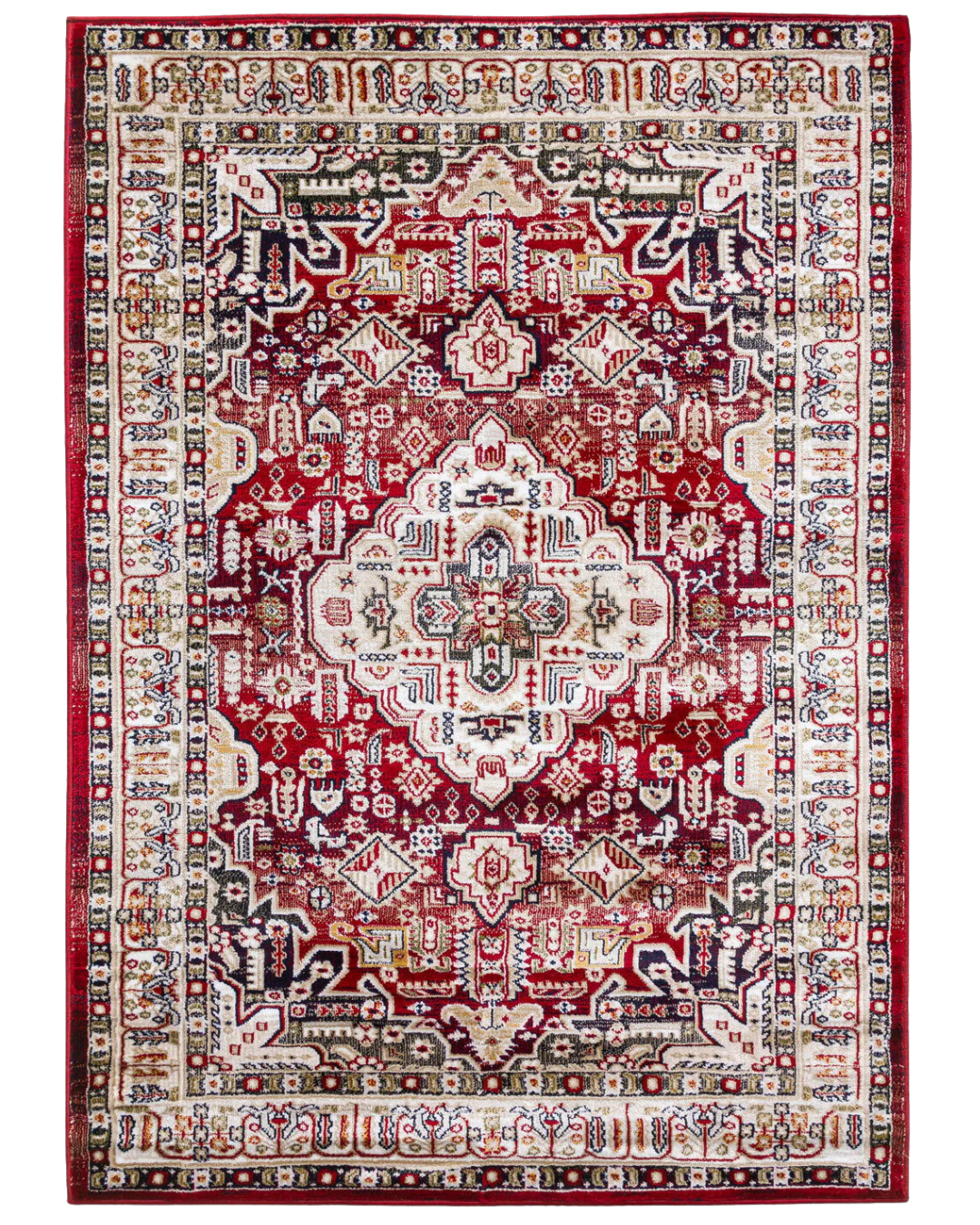 Aziza Medallion Red & Beige Colour Vintage Oriental Rug | MacCarthys
