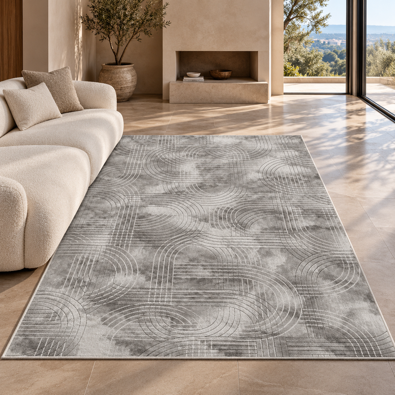 Urco Petra Tulum Silver Grey & White Modern Contemporary Rug