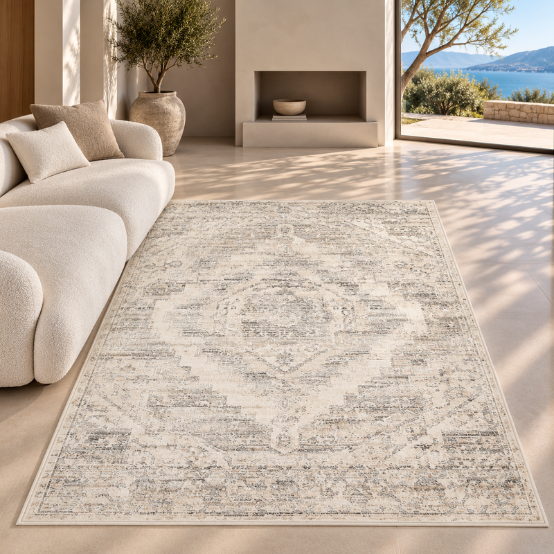 Urco Nuevo Loki Cream & Beige Bohemian Vintage Rug