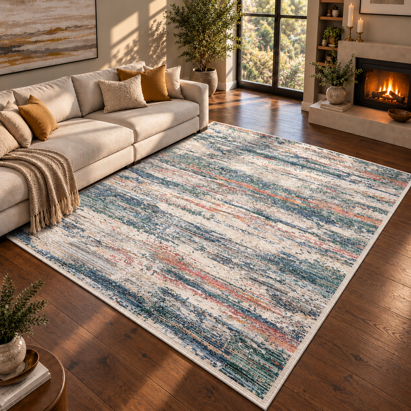 Urco Nova Erika Ivory & Slate Blue Modern Contemporary Rug