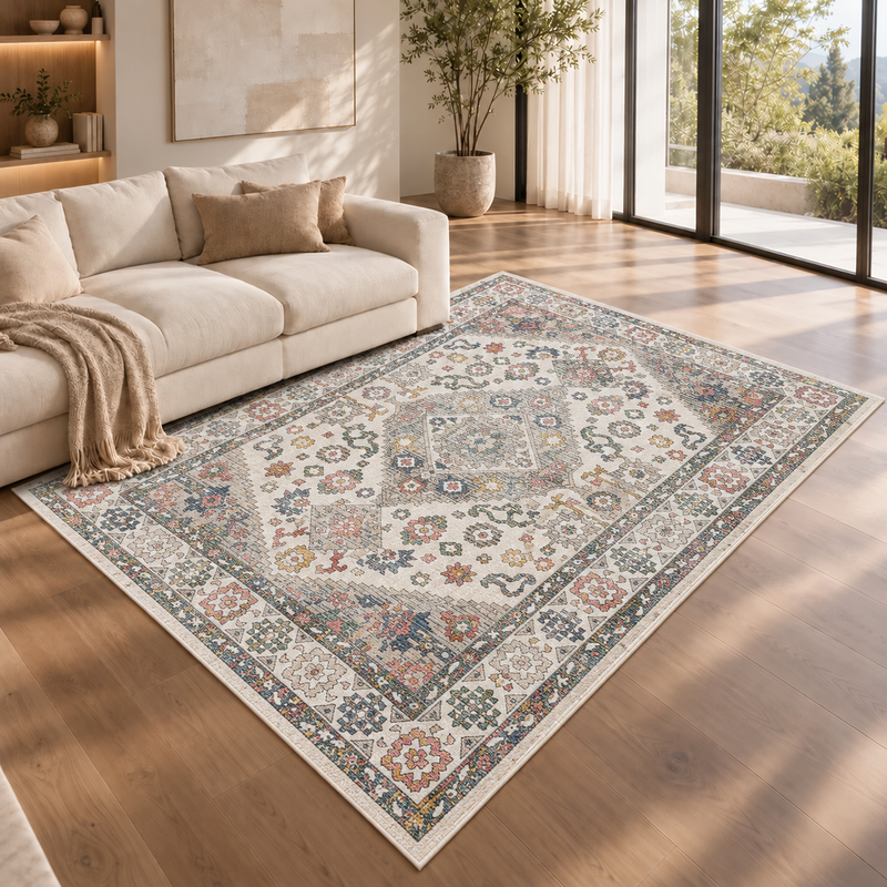 Urco Nova Oscar Ivory Cream & Distressed Grey Classic Vintage Rug