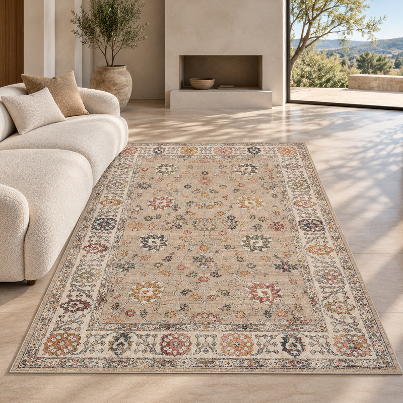 Urco Nuevo Floyd Sandy Beige & Ivory Cream Classic Bohemian Rug