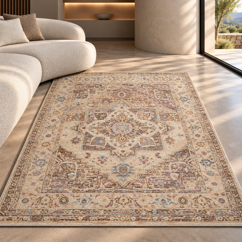 Prestige Alia Warm Taupe & Ivory Cream Vintage Oriental Rug