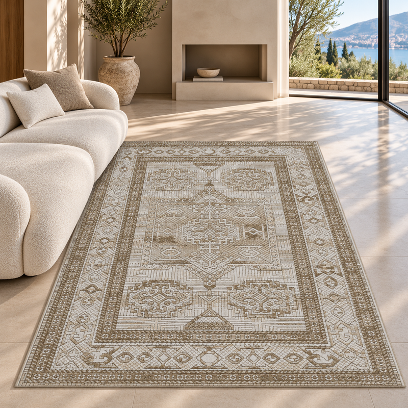 Urco Petra Ellorah Ivory Cream & Warm Sand Vintage Roman Rug