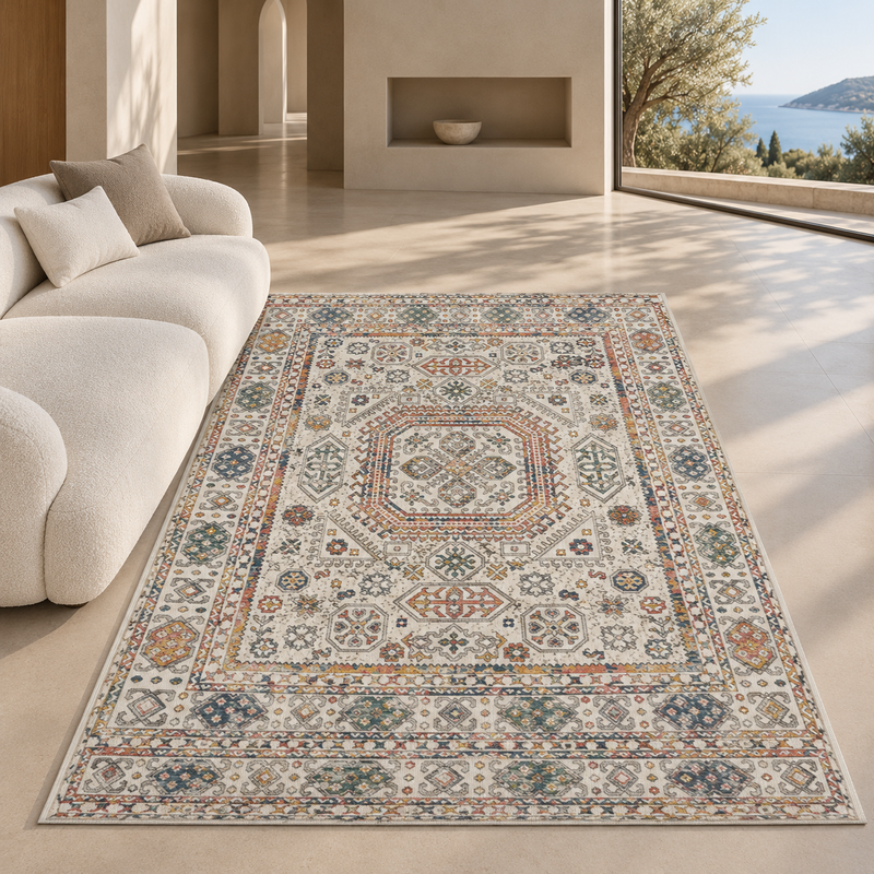Urco Nuevo Ethan Antique Ivory & Terracotta Modern Bohemian Rug