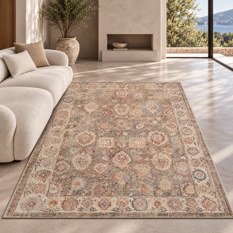 Prestige Alia Oatmeal Biege & Mushroom Taupe Bohemian Vintage Rug