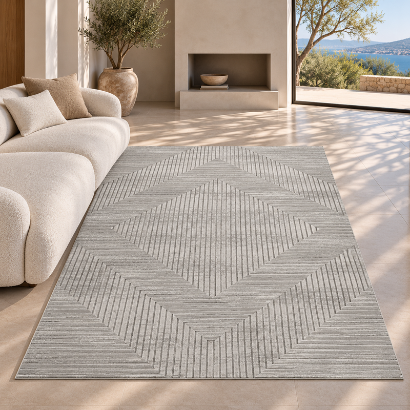 Urco Petra Rano Grey & White Minimal Luxury Contemporary Rug