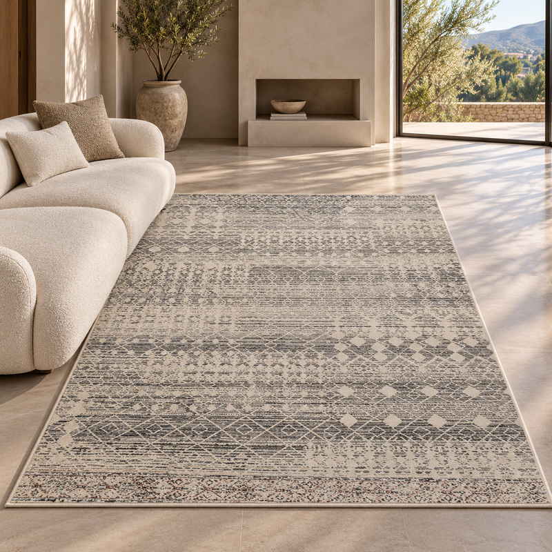 Urco Nuevo Owen Oatmeal Beige & Warm Greige Modern Bohemian Rug