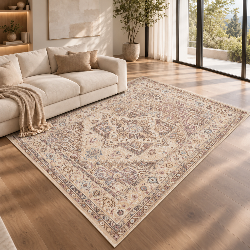 Prestige Alia Warm Taupe & Ivory Cream Vintage Oriental Rug
