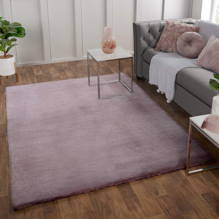 Tipped Luxe Fur Muted Pink Minimal Contemporary Rug