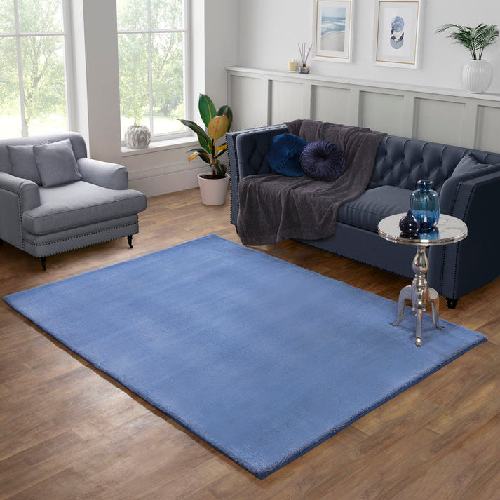 Tipped Luxe Fur Blue Minimal Contemporary Rug